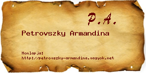 Petrovszky Armandina névjegykártya
